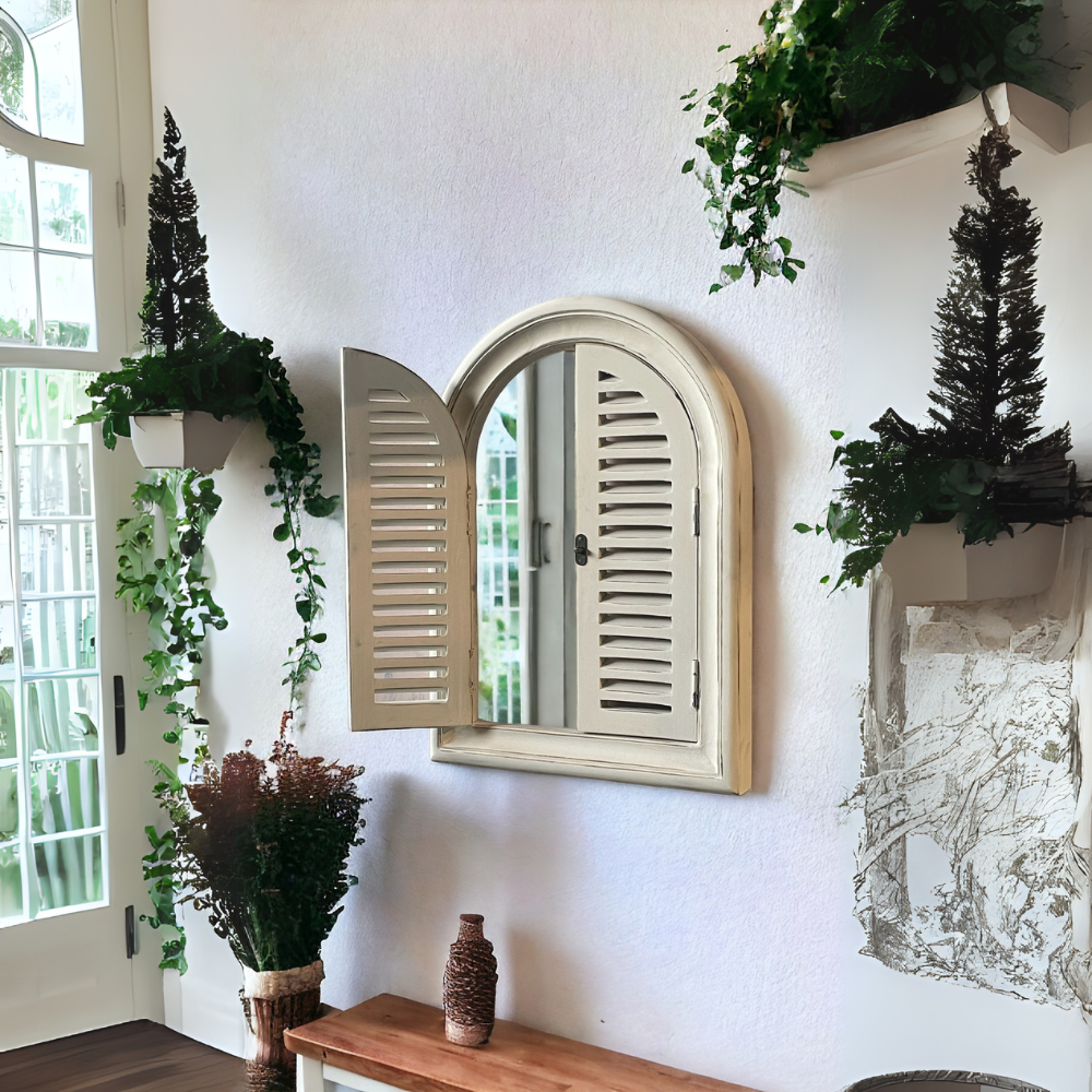 Arch Slatted Window Mirror