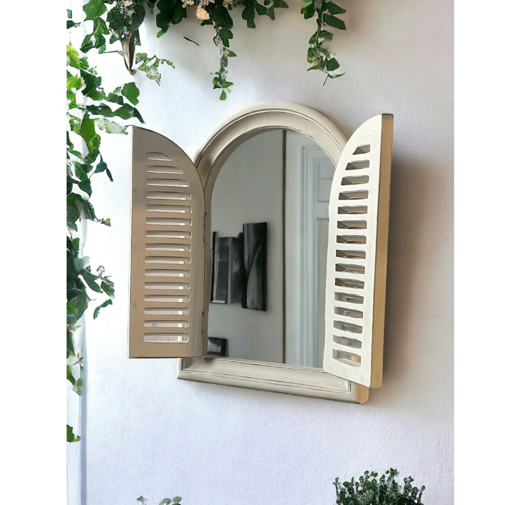 Arch Slatted Window Mirror