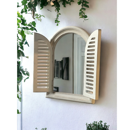 Arch Slatted Window Mirror