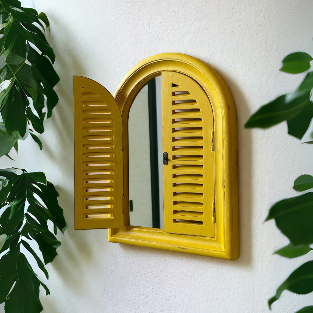 Arch Slatted Window Mirror