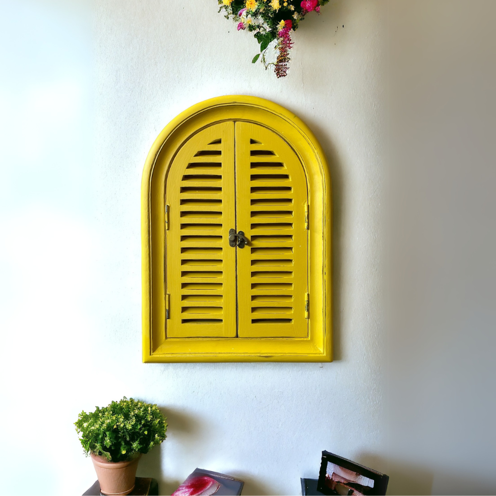 Arch Slatted Window Mirror