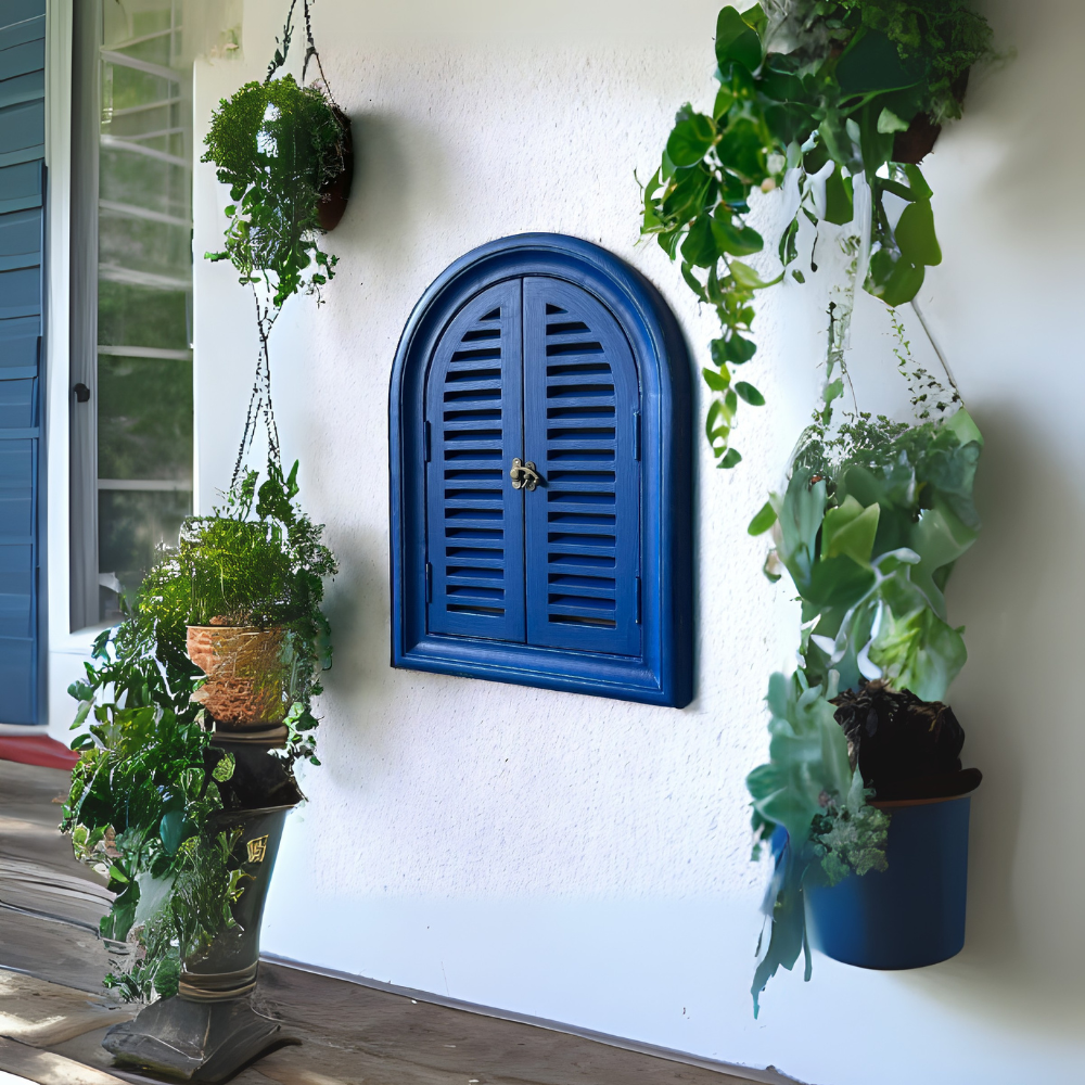 Arch Slatted Window Mirror