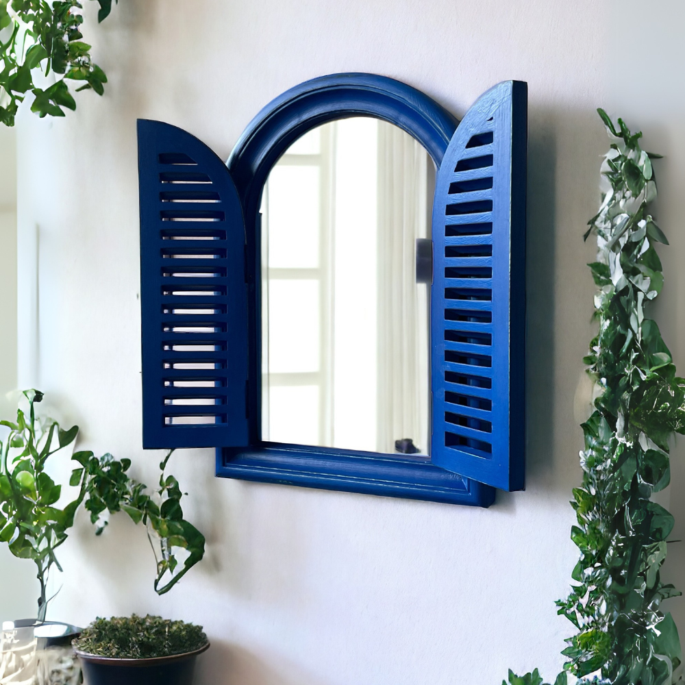 Arch Slatted Window Mirror