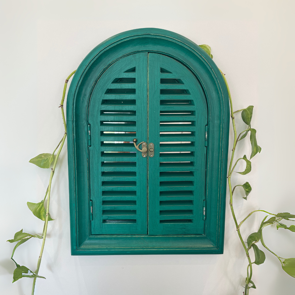 Arch Slatted Window Mirror