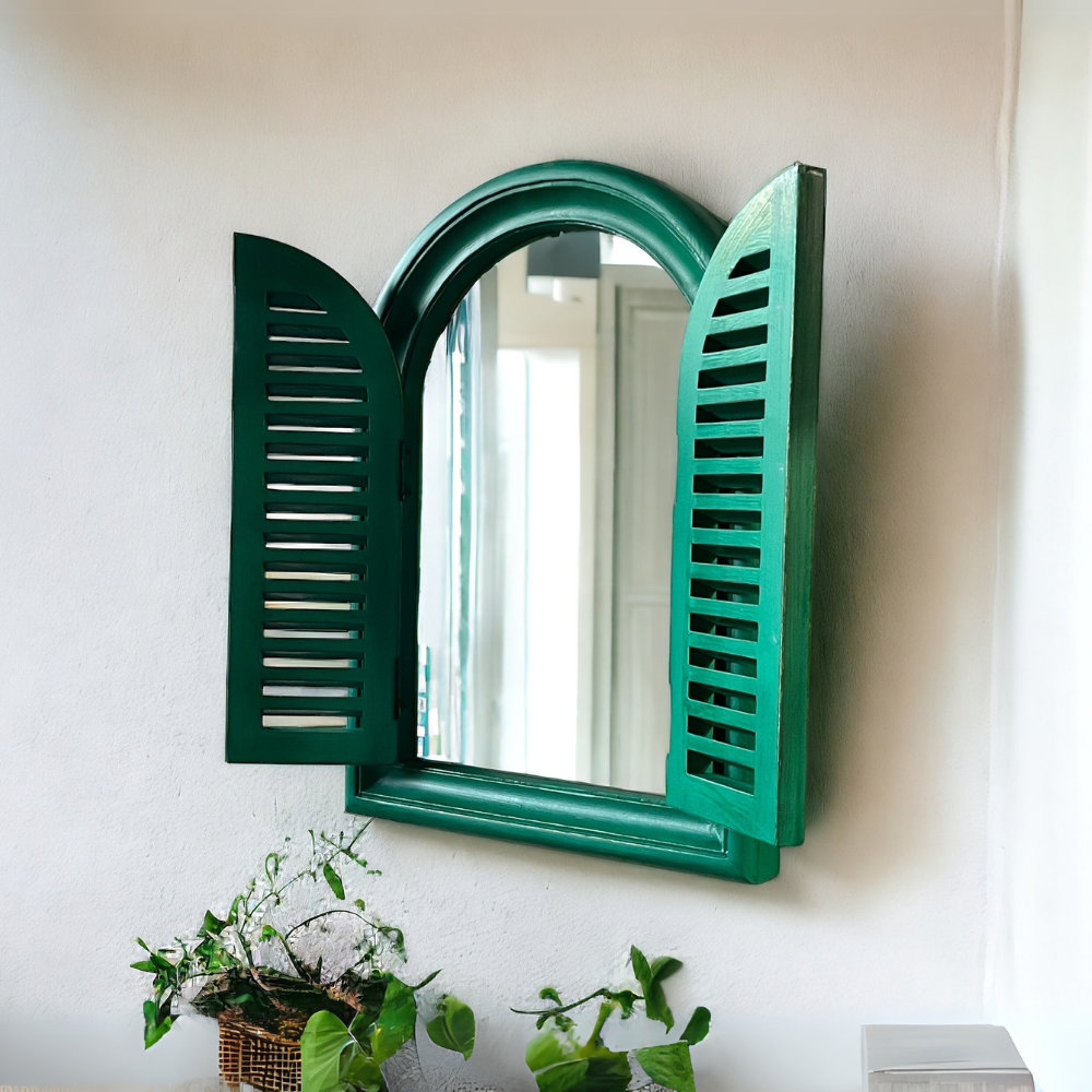 Arch Slatted Window Mirror