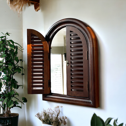 Arch Slatted Window Mirror