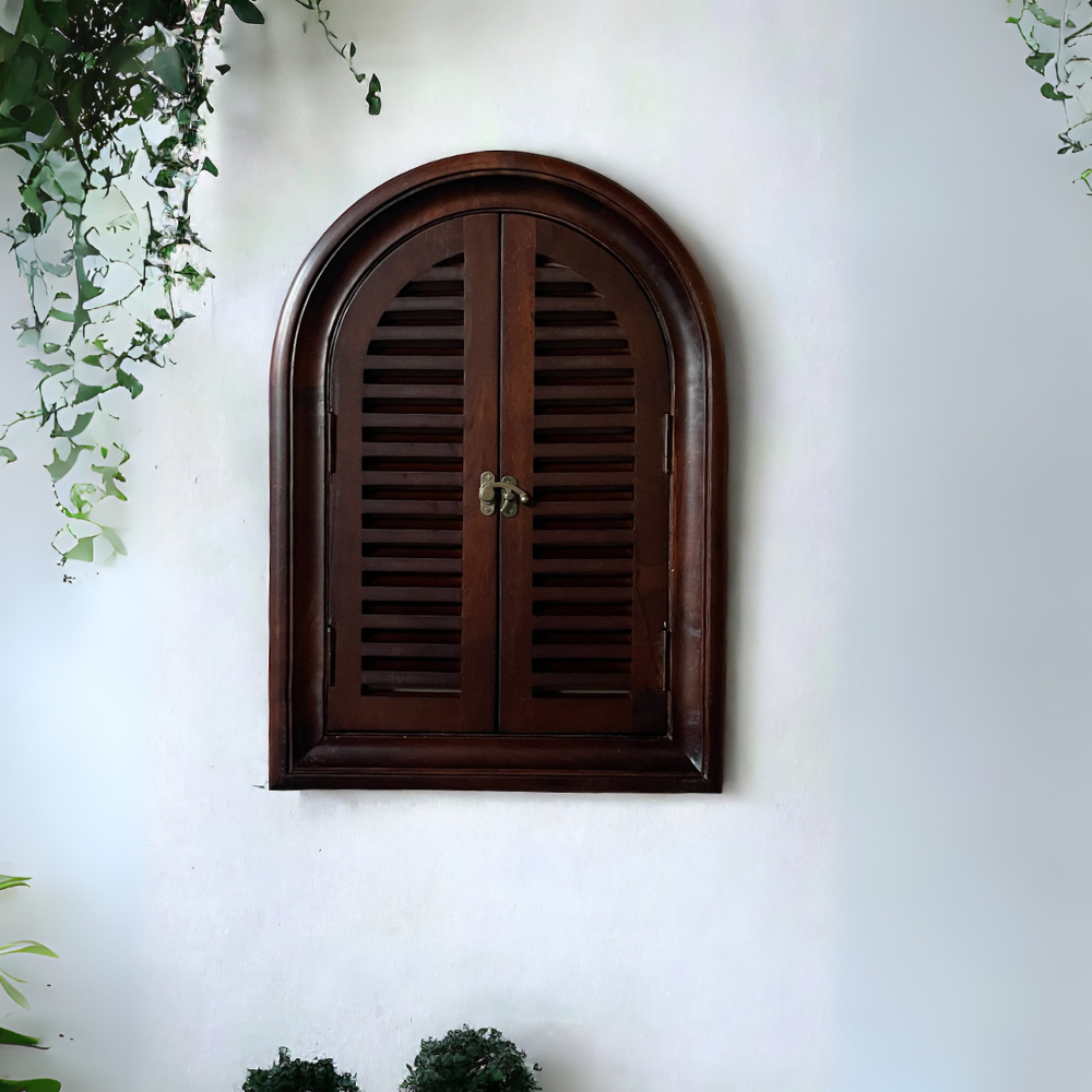 Arch Slatted Window Mirror