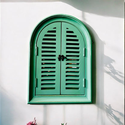 Arch Slatted Window Mirror