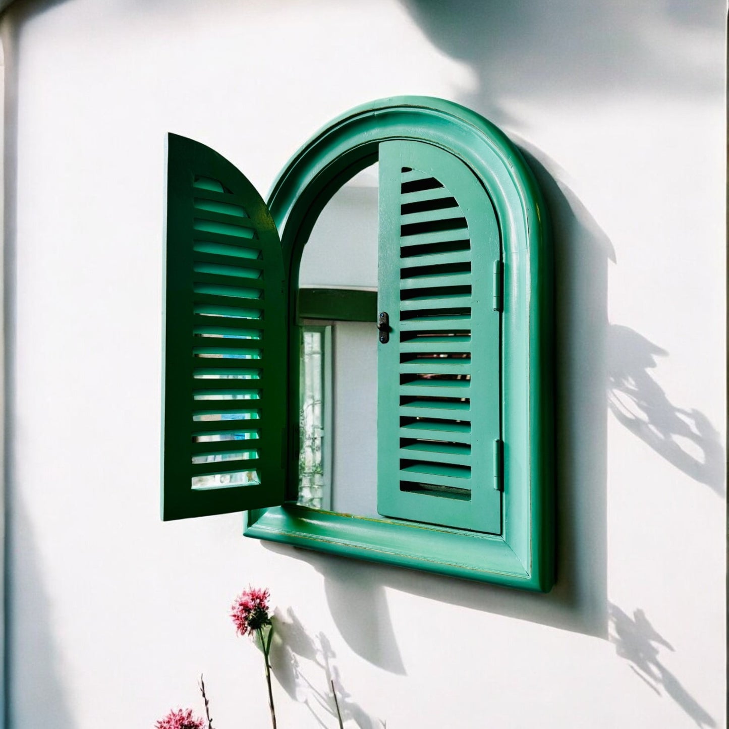 Arch Slatted Window Mirror